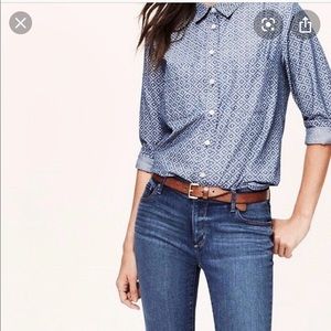 LOFT Chambray Diamond Button Down Sz M